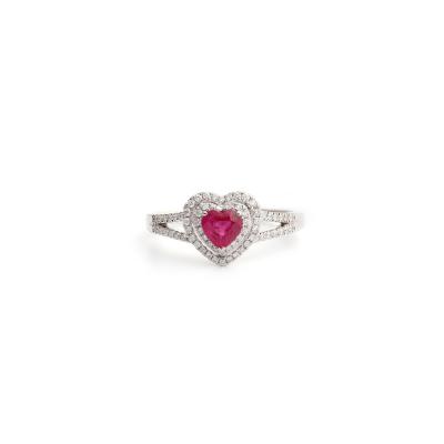 China 14K Gold Genuine Diamond Ring Ruby Ring Design Gemstone Heart Shaped 18K Soild Gold CLASSIC Heart for sale