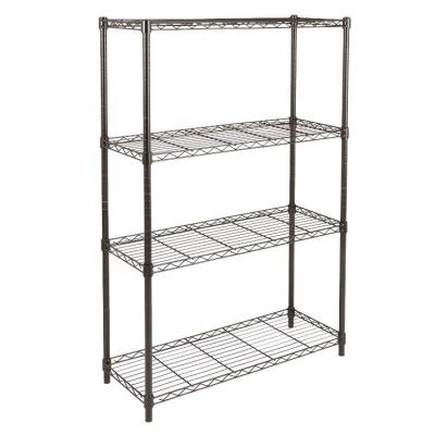 China Workable 4-Tier Metal Wire Storage Rack Unit Shelf Unit Office Food Shelf Plant Shelving for Kitchen Living Room Office for sale