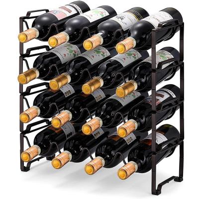 China China Factory Supplier 4-Tier Metal Wire Bottle Rack Viable Red Wine Storage Rack Stackable Rack For Dining Room for sale