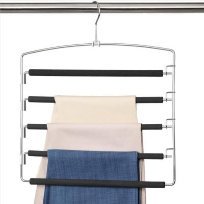 China Eco-friendly Hanger Pants Multi-Layer Square Metal Cabinet Hanger Stainless Jeans Rack Pants Hanger Space Saver For Tie Scarf Jeans Clothes for sale