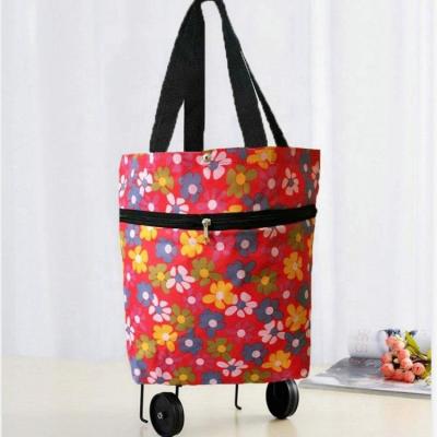 China Lightweight Reusable Supermarket Shopping Bag Trolley Bags Folding Shopping Cart with Wheels Folding Reusable Grocery Bags for sale