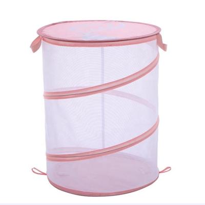 China Multi Purpose Folding Mesh Laundry Basket, Automatic Spiral Basket for Hotel, Dorm, Home - Thicken to Prevent Cracking, Reinforced Handles for sale