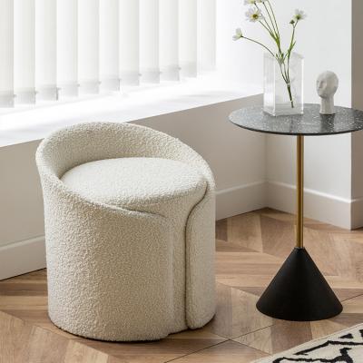 China Round Fabric Ottoman Living Room Bedroom Lounger Makeup Chair Modern Nordic Style Low Stool for sale