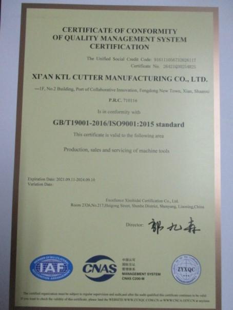 ISO9001 - Xian KTL Cutting Manufacturing Co., Ltd.