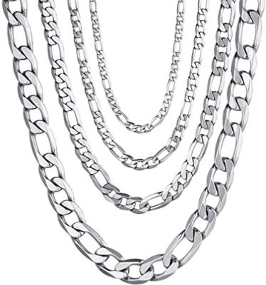 China Sterling Silver Figaro Chain Necklace/925 stainless steel punk for men/women, black gold/18K plated for sale