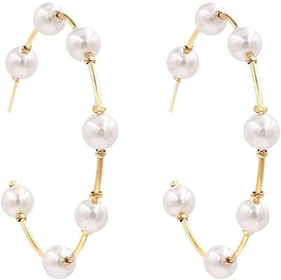 China Lead Free Nickel Free Pearl Hoop Earrings For Women Shape Dangling Freshwater Pearl Drop Earrings 14K Gold Plated for sale