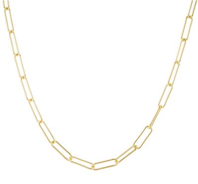 China FASHION Jewelry 14K 925 Gold Big Silver Paperclip Chain Necklace Women Choker Necklaces for sale