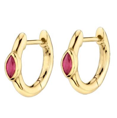 China 2021 High Quality Handmade Silver 925 14k Gold Nickel Free Lead Plated Ruby Hoop Earrings Women Custom Made for sale