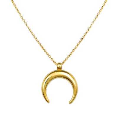 China Nickel free moon necklace for women, 18K gold necklace, half moon necklace fashion handmade jewelry for sale