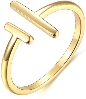 China 2020 925 Sterling Silver CLASSIC 14K Gold Filled Open Parallel Bar Ring, Wedding Rings For Women Men for sale