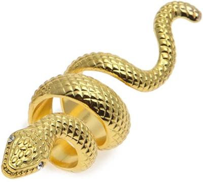 China Hiphop Women's 18K Gold Plated CZ Fully Iced Out Silver Hip Hop Snake Cuban Ring Men's Rings for sale