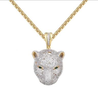 China Nickel Free 2020 Wholesale Iced Out Hip Hop Green Eyes Leopard Head Pendant Designs Gold Custom Pendants for sale