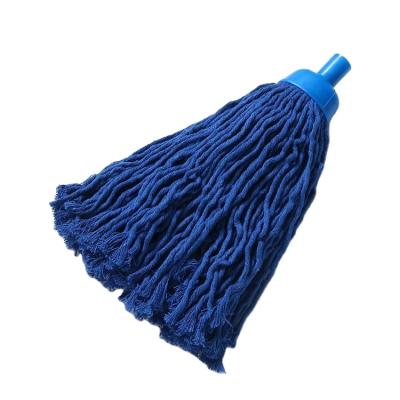 China Sustainable High Quality Floor Cleaning Cotton Yarn Navy Blue Interchangeable Wet Mop Head For Hospital for sale