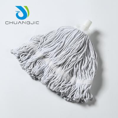 China Sustainable High Quality Custom Polyester Cotton Color Wet Mop Round Rotating White Mop Head Refill for sale