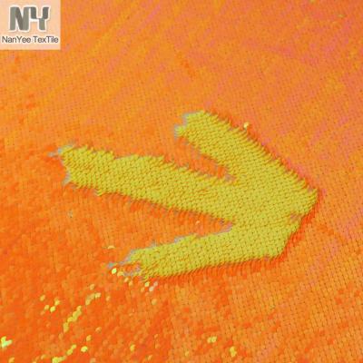 China Nanyee Breathable Textile Selling By Meter Two Colors Sequin Neon Orange Fabric For Jacket for sale