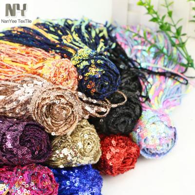 China Nanyee Sustainable Textile Garment Accessory Sequin Fringe Trim For Costume for sale