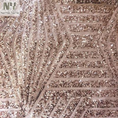 China Nanyee Textile Wholesale 3mm Fluorescent Size Blush Geometric Sequin Fabric for sale