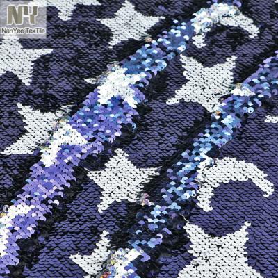 China Nonwoven Lining Nanyee Textile Navy Pillow Cushion Star Moon Sequin Nonwoven Lining Fabric for sale