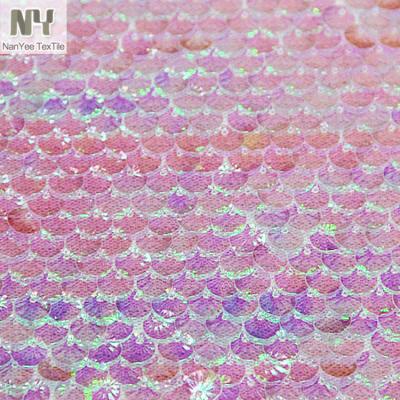 China Nanyee Textile 2018 Beautiful Styles Fluorescent Color Changing Schnitzel Sequin Fabric for sale