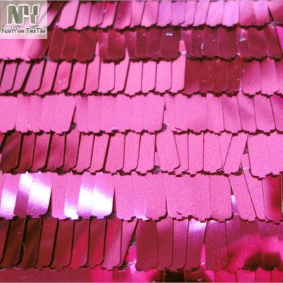 China Nanyee Textile Wholesale 9mm*3mm Rectangle Piano Sequin Breathable Shiny Fabric for sale