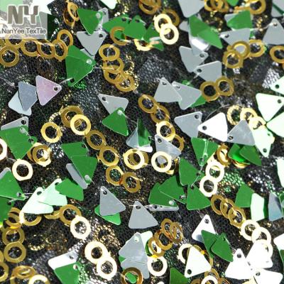 China Textile Fluorescent Green Nanyee Silver Triangle Sequin Fabric for sale