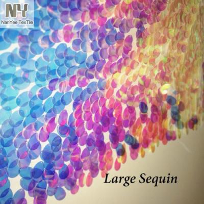 China Nanyee Embroidery Sequin Glitter Iridescent Sequin Fabric Large Textile Fluorescent Sequins For Clothes Party Christmas Decoration for sale