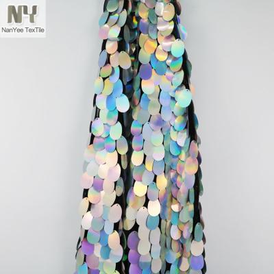 China New Nanyee fluorescent textile fashion wedding decoration backdrop fabric sequin for sale