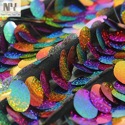 China Nanyee Textile 40mm Ellipse Extra Large Sequin Fluorescent Fabric For Kimino for sale