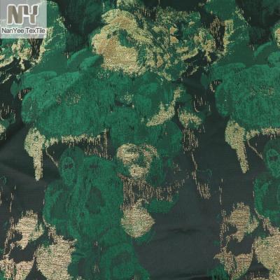 China Nanyee Shrink-Resistant Textile Wholesale Dark Green Metallic Brocade Fabric for sale