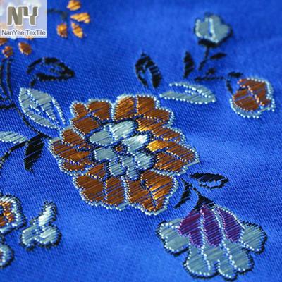 China Royal Blue Satin Jacquard Fabric Nanyee Small Textile Fluorescent Flower for sale