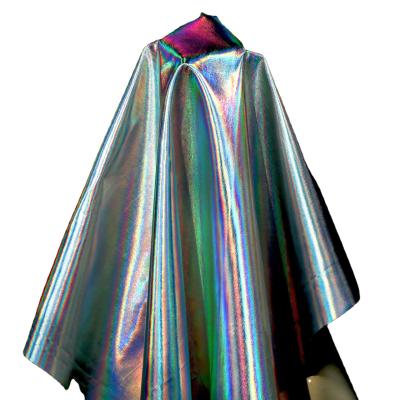 China Nanyee Textile 0.6mm Thickness Waterproof Soft Foiled Silver Hologram PU Leather Fabric for sale