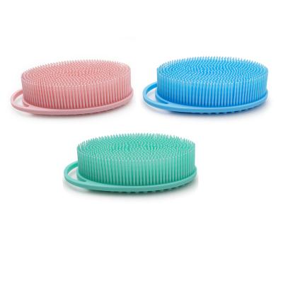 China All Natural Scalp Massager Shampoo Massage Brush Baby Shower Silicone Bath Brush Soft Body Scrubber With Handle for sale