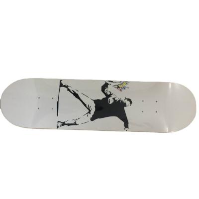 China Wholesale Adult Designs OEM White Single Skate Wood Maple Double Kick Skateboard Deck for sale