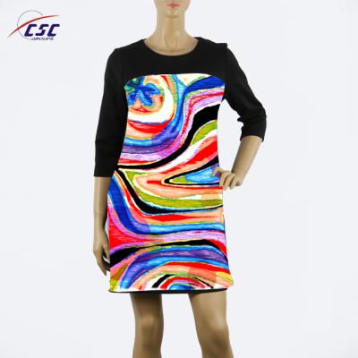 China 2020 Hot Sale High Quality Middle-aged Women Anti-Static Printed Long Sleeve Casual Dress for sale