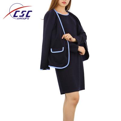 China Office Lady Anti-Static New Fashion 2 Pieces Set Women Pant Suits Slim Work Wear Office Ladies Long Sleeve Blazer And Skirts Outfits for sale