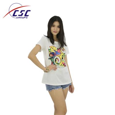 China Anti-wrinkle Factory direct sale custom fashion printing ladies low price casual loose T-shirt for sale