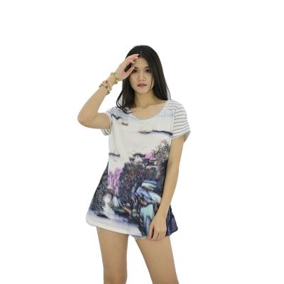 China Ladies High Quality Summer Design Anti-wrinkle Chinese Style Oversized T-shirt for sale