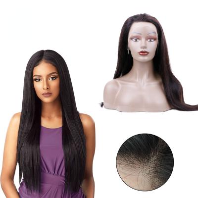 China Hd female European and American natural Front Lace Head Straight Natural color cheap wholesale natural hair straight wigs for sale