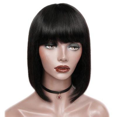 China 100% Machine Made Natural Bob Wig Fringe Remy Hair Wigs for sale