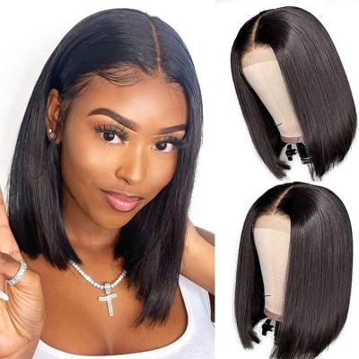 China Natural Color Handmade Bob Headgear 4*4 Lace Hair Human Braided Hair - Front Lace Headgear Wigs Woven for sale