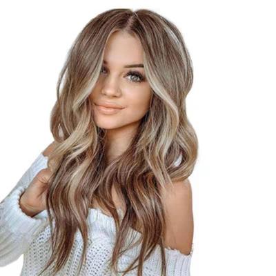 China Hot Sale Unique Design Gold Gradient Chemical Fiber Women Brown Gradient Gold Hair Wigs for sale