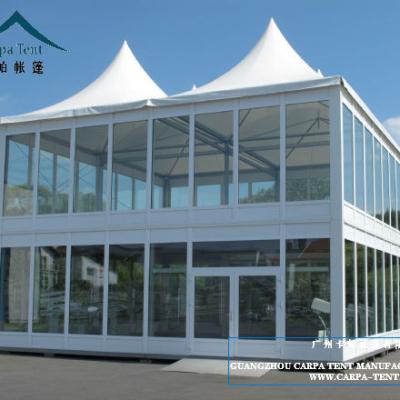 China Water proof/outdoor glass marquee of two storey tent flame retardant /UV-resistant/self-supporting/long lifespan, double deck glass tent for sale