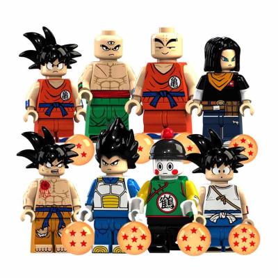 China DIY TOY KT1007 Set 8pcs Mini Dragon Ball Z Ball Vegeta Goku Building Blocks Chiildren Action Number Toys For Children for sale