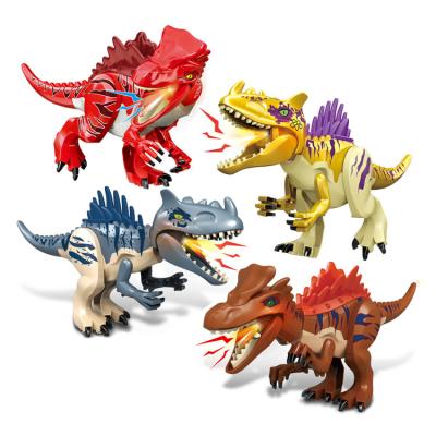 China DIY TOY Early Childhood Education DIY Sound Compatible Electrically Charged Plastic Block Big And Jurassic Park Toy Light Dinosaur Kit for sale