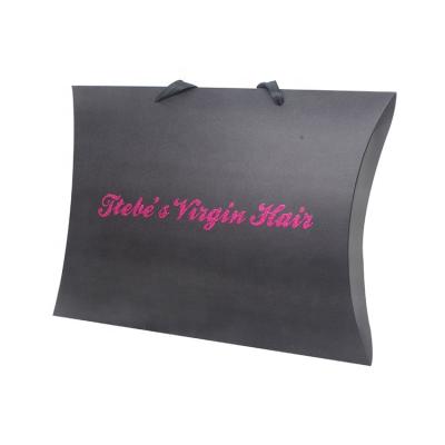 China Handmade Custom Logo Printing Pillow Box Virgin Hair Bundle Pillow Bags Packaging Wigs Stand Bags Gift Box for sale