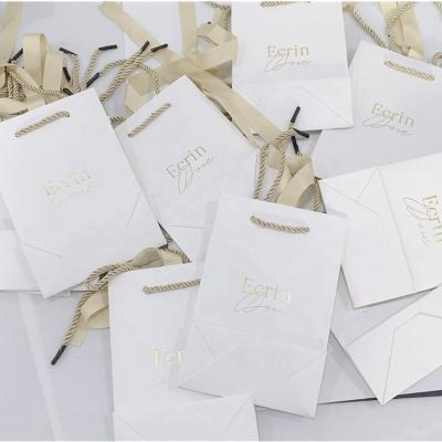 China Luxury Handmade Boutique Jewelry Wedding Thank You Gift White Paper Bags With Your Own Logo for sale