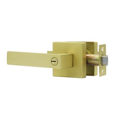 China Heavy Duty Entry Handle Zinc Alloy Handle And Cover Brass Cylinder Brushed Satin Finish Brass Door Lock for sale