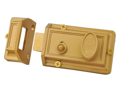 China Deadbolt Rim Lock, Antique Brass Latch Front Door/Night Door Latch/Government Door Locks with Keys for Front Door, Gold Finish for sale