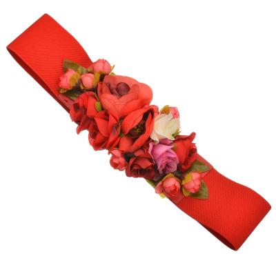 China Rose Flower Belt For Women Sweet, Ladies Wedding Casual Bohemia Fabric Waistband Accessories Belt Er663 for sale