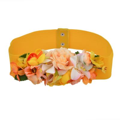 China Rose Flower Belt For Women Sweet, Ladies Wedding Bohemia Cloth Waist Belt Accessories Casual Belt Er586 for sale